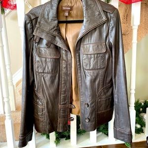 Like New Brown Leather Danier Leather Jacket size L.